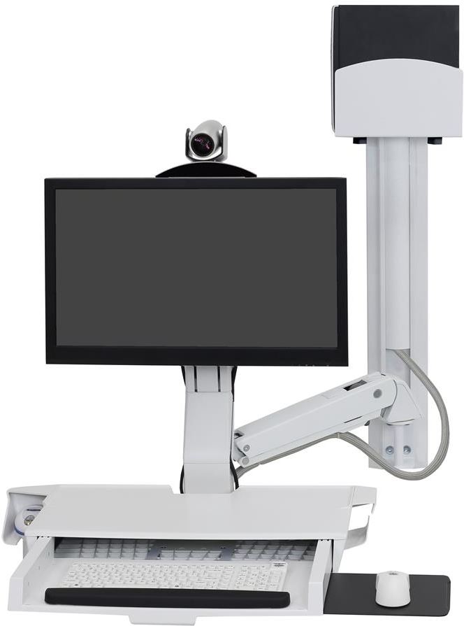 Ergotron 45-594-216 SV Combo System with Worksurface and Pan, Small CPU Holder