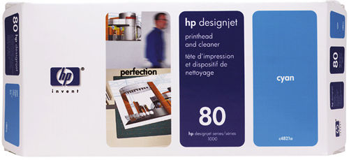 C4821A Cabezal de impresión y Limpiador de cabezales HP 80 CIAN