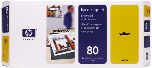 C4823A Cabezal de impresión y Limpiador de cabezales HP 80 AMARILLO