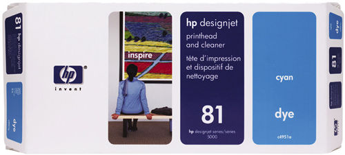 C4951A Cabezal de impresión de colorante y limpiador de cabezal HP 81 CIAN