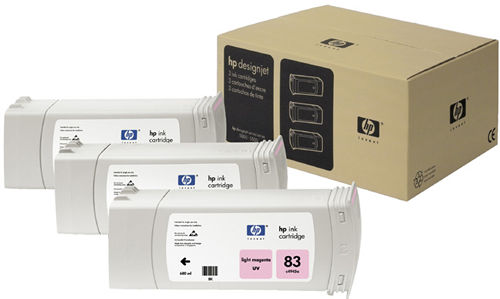 C5077A Paquete de 3 cartuchos HP 83 de tinta UV MAGENTA CLARO de 680 ml