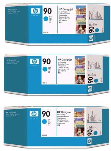 C5083A Paquete de 3 cartuchos HP 90 de tinta CIAN de 400 ml