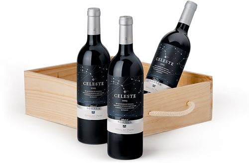 Torres Lote de Navidad Celeste 2004 3 Botellas en Caja de Madera