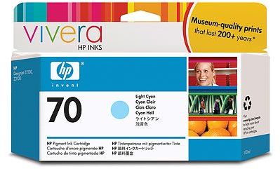 C9390A Cartucho de tinta HP 70 CIAN CLARO con tinta Vivera de 130 ml para HP DesignJet Z2100/Z3100