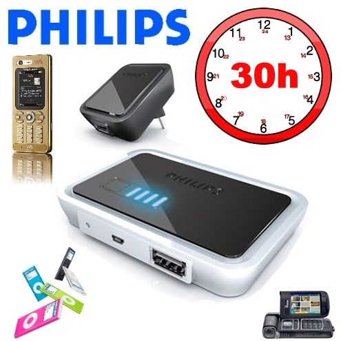 Fuente de alimentación Philips Power2Go SCE4430 para dispositivos portátiles ideal para desplazamientos - proporciona hasta 30 horas de alimentación sin necesidad de recurrir a una toma de corriente.