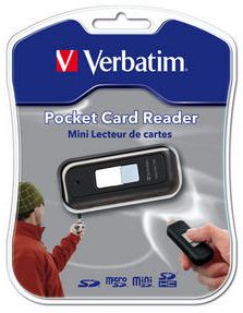 Lector de tarjetas USB de bolsillo Verbatim - Negro, 16 gramos, USB, SecureDigital y MiniSD