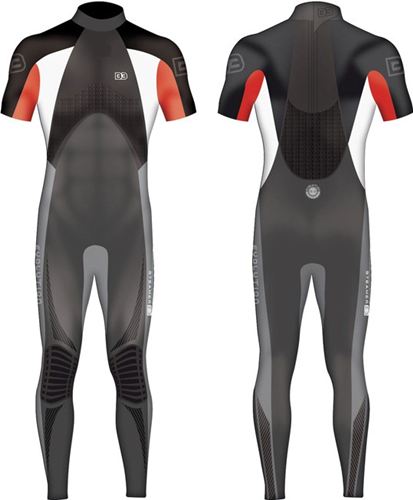 Traje de Neopreno B3 Evolution Steamer 3/2mm - Traje de manga corta color rojo - XL/54