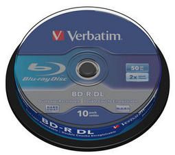 Disco Blu-Ray Verbatim BD-R DL 50GB 2x Bobina 10 Pack Spindle