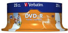 DVD-R Wide Inkjet Printable ID Brand 4.7GB 16x Bobina 25 Pack Spindle Verbatim
