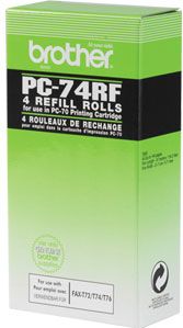 4 Bobinas Recambios PC74RF Brother PC-70 / PC-75 para Fax T104 / T106