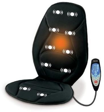Respaldo de masajes HOMEDICS BKP-300 con Vibración y Calor. Incluye adaptador de corriente para usar también en el coche o camión.
