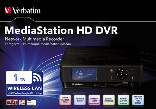 Grabador multimedia negro Verbatim con funciones de red inalámbrica MediaStation HD DVR de 1TB ¡DVB-T (TDT), HD Ready 1080i, Wi-Fi y Matroska!