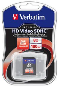 Tarjeta de memoria SDHC™ HD™ Video 8 GB de 180 min Verbatim