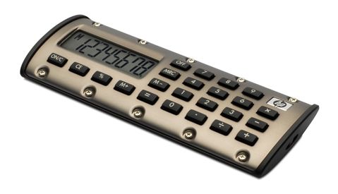 Calculadora HP QuickCalc de color Bronce - Tamaño compacto para llevar en un llavero, el bolso o el coche - Magnética para pegar en la taquilla o el frigorífico