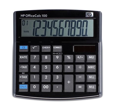 Calculadora de sobremesa HP OfficeCalc 100 - Pantalla grande de 10 dígitos con ángulo de visibilidad - Cálculos rápidos y fáciles en el escritorio o detrás del mostrador - Hasta 99 pasos