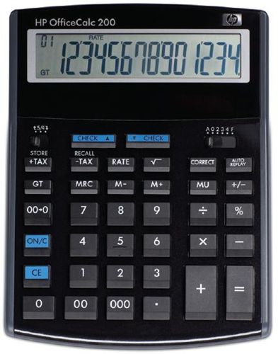 Calculadora de sobremesa HP OfficeCalc 200 - Pantalla grande de 14 dígitos con ángulo de visibilidad - Cálculos rápidos y fáciles en el escritorio o detrás del mostrador - Hasta 120 pasos