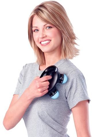 Masajeador recargable de mano HoMedics RC-QUAD-2EU Rechargeable QUAD™ Massager - Masajeador con 4 nudillos iluminados - Elegante diseño negro con relieves en cromo - ¡Recargable! ¡Sin pilas!