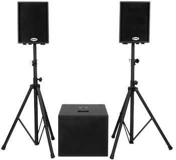 Completo Sistema de Altavoces Activos Gemini XTR-500 con 2 Altavoces Trapezoidales XTR-SAT 10" y Subwoofer de 15"
