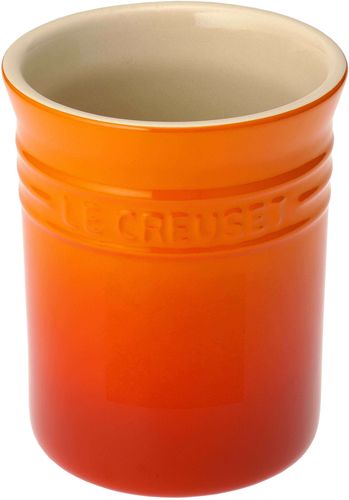 Bote para Utensilios Le Creuset de Cerámica de Gres Esmaltada. Color Naranja Volcánico. Versátil, resistente y funcional.