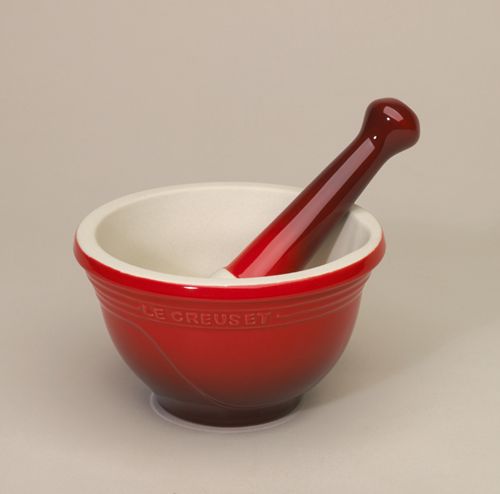 Mortero Pequeño Le Creuset de Cerámica de Gres Esmaltada. Color Naranja Volcánico. Versátil, resistente y funcional.