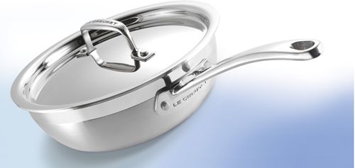 Sartén con Tapa 3ply de 24 cm de Acero Inoxidable Le Creuset. Triple capa y versatilidad.