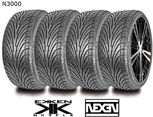 Kit EK R32. 4 llantas réplica 8x18" EKKEN + 4 neumaticos NEXEN N3000