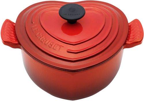 Cacerola Corazón Le Creuset de Hierro Colado Esmaltado. Color Rojo Cereza. La mejor opción para guisar.