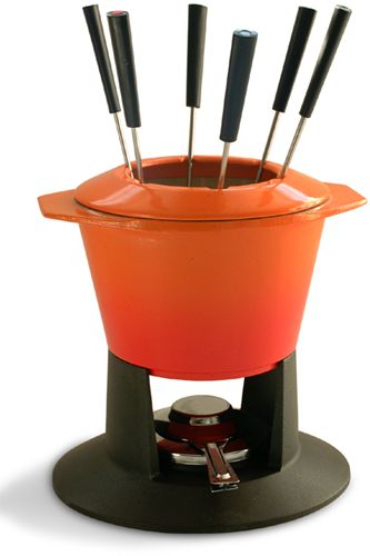Fondue Oval Le Creuset de Hierro Colado Esmaltado. Color Naranja.