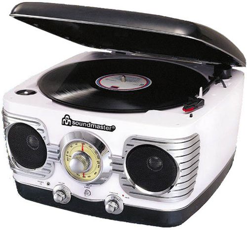 Plato con Radio estilo retro AM/FM Soundmaster NR486 con 3 velocidades 33/45/78 rpm - potencia 2 x 25 Watios