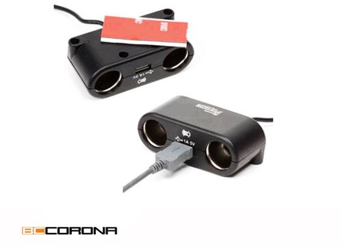 Conector de mechero doble con entrada USB BCCORONA