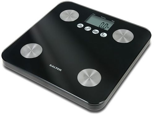 Báscula digital analizadora SALTER 9106 Glass Black - LCD, 10 usuarios, modo atleta, BMI, masa múscular, líquidos y osea