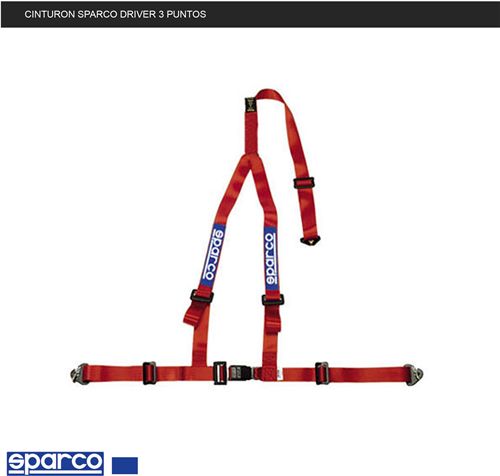 Cinturón SPARCO DRIVER 3 Puntos Color Rojo para Asientos Deportivos SPARCO