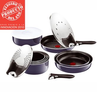 SET 4 CAZOS TEFAL INGENIO ENAMEL AZUL DE 14,16,18 Y 20 CMS CON MANGO EXTRAIBLE.El menaje más innovador que permite, ahorrar espacio, y múltiples usos (hornear, conservación, lavavajillas…).