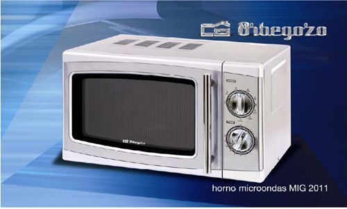 MICROONDAS CON GRILL DE 1000W ORBEGOZO "MIG 2011 INOX" DE 800W, 9 NIVELES DE POTENCIA Y 20 LITROS DE CAPACIDAD.EN ACERO INOXIDABLE.