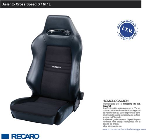 Asiento deportivo con homologación RECARO CROSS SPEED M Dinamica/Piel natural