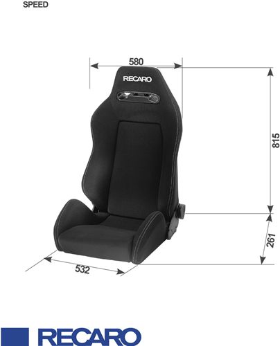 Asiento deportivo con homologación RECARO SPEED SR5 Velour negro pasajero.