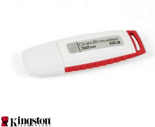 Memoria USB Kingston DataTraveler Generation 3 (G3) de 32 GB, Rojo, 10 MB/sec. lectura y 5 MB/sec. escritura, USB 2.0, Mac, Linux, 12 gramos ¡Un peso pluma que no le desvalijará el bolsillo!
