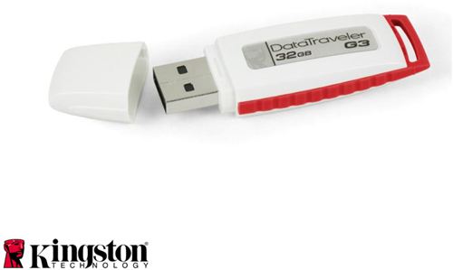 Memoria USB Kingston DataTraveler Generation 3 (G3) de 32 GB, Rojo, 10 MB/sec. lectura y 5 MB/sec. escritura, USB 2.0, Mac, Linux, 12 gramos ¡Un peso pluma que no le desvalijará el bolsillo!