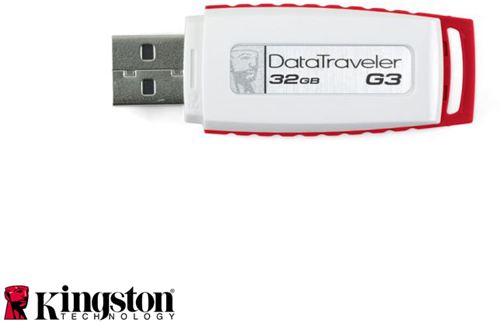 Memoria USB Kingston DataTraveler Generation 3 (G3) de 32 GB, Rojo, 10 MB/sec. lectura y 5 MB/sec. escritura, USB 2.0, Mac, Linux, 12 gramos ¡Un peso pluma que no le desvalijará el bolsillo!