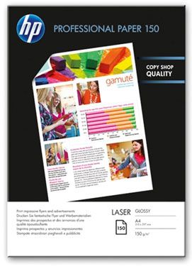 CG965A - Papel profesional satinado para impresora láser HP de 150 g/m² - 150 hojas A4 - 210 x 297 mm - Crea folletos y material de marketing impresionantes, con aspecto y tacto profesional.