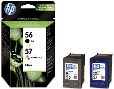 SA342AE - Paquete combinado HP 56/57 de cartuchos de impresión para inyección de tinta - Contiene un cartucho NEGRO HP 56 y un cartucho TRICOLOR HP 57 - Más económico que los cartuchos individuales