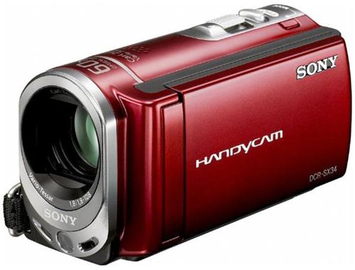 Cámara de vídeo portátil Sony HANDYCAM DCRSX34ER igera y compacta: grabación sencilla con gran zoom, Memoria interna de 4 GB
