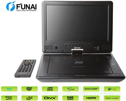 LECTOR BLU RAY PORTATIL CON PANTALLA LCD 10,1" GIRATORIA FUNAI PB1-M200