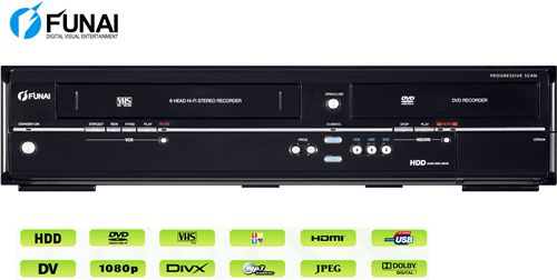 COMBO 3 EN 1 LECTOR - GRABADOR DVD - VHS CON DISCO DURO DE 320 GB. FUNAI TD6D-D4413DB