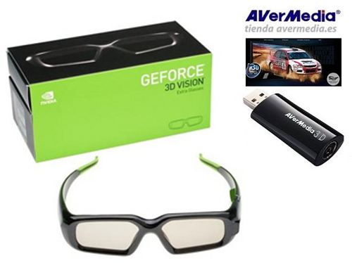 Gafas NVIDIA 3D Vision™ (sin kit) + Sintonizadora AVerMedia AVerTV 3D USB - Gafas 3D, Transmisor de infrarrojos, Sin cables, DVB-T (TDT), 3DTV, HD, Radio, EPG, mando, USB 2.0 ¡¡ 1080i !!