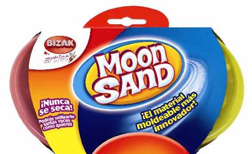 Bizak Moon Sand Recambio 2 Botes, arena de colores reutilizable para esculpir y moldear. Incluye un molde de una escultura de regalo