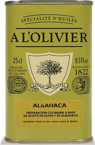 Aceite de Oliva A L´Olivier - Delicatessen - Aceite de Oliva con Albahaca A L´Olivier- Caja de 6 unidades de 250 ml