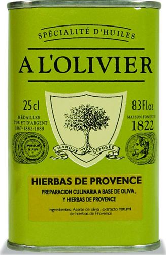 Aceite de Oliva A L´Olivier - Delicatessen - Aceite de Oliva con Hierbas Provenzales A L´Olivier- Caja de 6 unidades de 250 ml