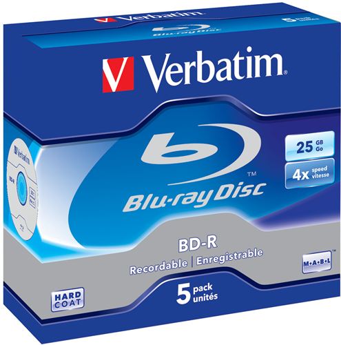 Disco Blu-Ray Verbatim BD-R SL 25GB 4x 5 Pack Jewel Case
