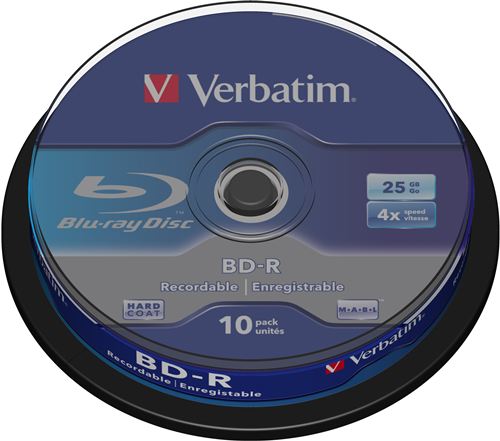 Disco Blu-Ray Verbatim BD-R SL 25GB 4x 10 Pack Spindle